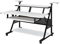 Acme Furniture Rectangular Music Desk Table with Wheels, White and Black