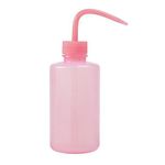 Tattoo Wash Bottle 250ML Wash Bottle Portable Tattoo Curved Spout Spray Bottle Plastic Squeeze Bottle Tool for Gardening Lab Tattoo Eyelash(Pink)