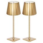 Mr.white 2 Pack Cordless Table Lamp,Touch Rechargeable LED Desk Lamp,Portable Battery Operated Powered Lights,for Restaurant/Bars/Outdoor Party/Camping/Coffee Shop/Shower/Patio Night Light (Gold-2)