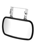 QWORK Stainless Steel Convex Mirror, Over Door Rectangular U-Bracket Rearview Mirror for Tractors, Forklifts, Trucks