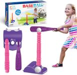 ToyVelt Tee Ball Set for Kids 3-5 – 9 Balls, Tball Bat, Tball Set for Toddlers 3-5, Kids Baseball Bat, Toddler Sports Toys, T Ball Set for Indoor & Outdoor Play, Baseball Toys for Boys & Girls - Pink