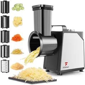 Electric Cheese Grater and Vegetable Slicer, 250W, 5-in-1 Kitchen salad chopper Food Processor with One-Touch Control