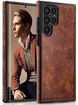 LOHASIC for Galaxy S22 Ultra Case, Premium Leather Luxury Business PU Non-Slip Grip Shockproof Bumper Full Body Protective Cover Phone Cases for Samsung Galaxy S22 Ultra 5G 6.8 inch - Brown