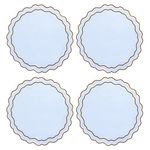 CLIO & CLOVER Linen Placemat with scalloped edge - set of 4-100% Linen placemats - Luxury design with Scalloped edge - Arrives beautifully packaged (Baby Blue)