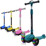 Kids 3 Wheel Scooter for Ages 3-8 Years Old Boys Girls Kick Scooter Foldable Tri Scooter Flashing Light Up Wheels Adjustable Height Lean to Steel Technology