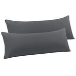 PiccoCasa Body Pillow Cover with Envelope Closure, Set of 2 Pillow Case for Long Bolster Pillow, Soft Microfiber Body Pillow Covers Grey 50 x 120cm/ 4ft.