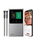 Typhur Sync Smart Wireless Meat Thermometer | 2 Probes | 6 Sensors | Bluetooth 5.4 and Unlimited WiFi Monitoring | Improved Stability| Waterproof | for BBQ, Grill, Smoker, Oven, Kitchen (Silver Gray)