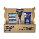 Dollar Shave Club | Heavy Metal Shave Kit with Shave Butter | Heavy-Duty Razor Handle, 6 Blade Razor Blade Refills and Shave Butter 3 oz. | Shaving Set with Handle, Razors for Men & Women