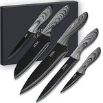 EUNA 5 PCS Kitchen Knife Boxed Set Japanese knives for cooking - Chef, Santoku, Paring, Slice, Utility - High Carbon Stainless Steel Ultra Sharp Blad & Ergonomic handle, with Sheath and Gift Box