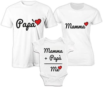 Tris Famiglia - Magliette e Body Neonato - Mamma + Papà = Me - Mamma - Papà - Me - Bimbo - Magliette e Body neonato - Festa Papà - T-shirt Famiglia