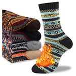 Heatuff Mens Thick Wool Regular Socks Thermal Warm Winter Crew Regular Socks 5 Pairs Multicolors, Normal Thick - Multicolor 8, One Size