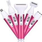 Electric Razor for Women,5 in 1 Womens Shaver Electric Bikini Trimmer Pubic Hair Removal Wet & Dry Painless Shaver for Legs Underarms Eyebrow Face Nose and Bikini Line Razor Women