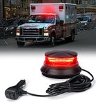 Xprite Red LED Rooftop Beacon Light w/Magnetic Base, Forklift Strobe Warning Safety Flashing Police Lights for POV Emergency Vehicle Trucks Golf Carts UTV ATV Tractors Boat Firefighter Ambulance