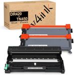 v4ink Compatible Toner Cartridge and Drum Unit Replacement for Brother TN450 TN420 DR420 use with HL-2270dw HL-2280dw HL-2230 HL-2240d MFC-7240 MFC-7360n MFC-7860dw 3 Packs (1 Drum+2 Toner) (Black)