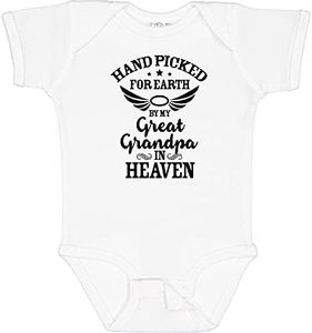 inktastic Handpicked for Earth By My Great Grandpa in Heaven Baby Bodysuit Newborn 0020 White 37293