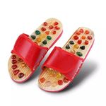 Massage Slippers Natural Stone Manual Acupuncture Points Foot Massager Arch for Pain Massage Adult Shoes Pebbles Agate Printed Stone Acupressure Wooden Shoe Men Women (5)