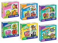 Frank First Fun & Educational Jigsaw Puzzles For Kids- Combo Pack of 6 with Set of 3 Cardboard Puzzles each- In Water, Transport, With Wings, Flowers, Wild Animals & Dinosaurs- Age 3 Years Old & above