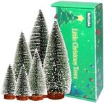 Rutiyoka 6 PCS Bottle Brush Trees Mini Christmas Trees Table Top Pine Tree Small Sisal Trees for Christmas Decor Dollhouse Decorations Artificial Snow Forest Trees Miniature Xmas Trees