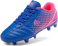 DREAM PAIRS Boys Girls SUPERFLIGHT-1K Outdoor Football Shoes Soccer Cleats Royal/Blue/Fuchsia Size 2 Little Kid