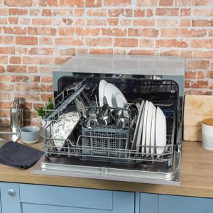 Russell Hobbs Compact Freestanding Dishwasher, 6 Place, Eco Mode, Silver