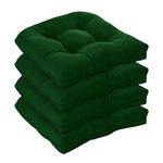LOVTEX Indoor/Outdoor Tufted Seat Cushions for Patio Furniture Set of 4, 19x19 in Green Outdoor Chair Cushions - Overstuffed Patio Furniture Cushions for Wicker Chair with Round Corner