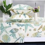 FADFAY Sheet Set Twin XL Beach Themed Bedding Sets 100% Cotton Super Soft Hypoallergenic Coastal Bedding White Teal Nautical Bedding with Deep Pocket Fitted Sheet 4-Pieces Twin Extra Long Size