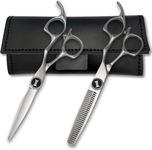 Apex 6" Complete Set of Hair Cutting Shears Includes a 6" Cutting Scissors and a 6" Thinning Shear with a Leather Case - 440C Stainless Steel