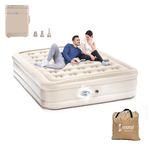 Cockatoo Aero Rest PVC Double Airbed with Air Pump, Inflatable Nozzle, Data Cable, Repair kit and Storage Bag,Foldable Mattress,Guest Air Mattress for Home Travel 198 * 153 * 40cm-Beige-Double Bed