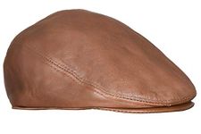 Men's Tan Real Soft Leather Ivy Beret Newsboy Gatsby Golf Cabbie Flat Cap Hats S