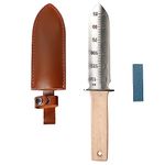 FLORA GUARD Professional Hori Hori Garden Trowel, Multi-Purpose Garden Spade with Leather Sheath, Sharpening Stone Included, Ideal for Planting, Cutting, Weeding and More