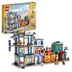 LEGO Creator 3in1 Main Street to Art Deco Skyscraper or Market Street Building Set, Building Toy with Model Hotel, Café, Apartments and Shops, Creative Construction Model Kit 31141