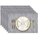 Aofmee Placemats Set of 6, Heat Resistant Table Mats, Washable PVC Place Mats, Woven Vinyl Plastic Placemats for Dining Table, Non-Slip Stain Resistant Kitchen Table Placemats Easy to Clean