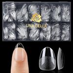 UNA GELLA Extra Short Almond Nail Tips, 504 Pcs Pre-Filed XS Almond Gel Nail Tips 12 Sizes Half Matte Full Cover Press On Nails Clear Soft Gel Fake Nails for Nail Extension Manicure Home DIY Salon