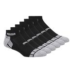 PUMA Men's 6 Pack Quarter Crew Socks, Black/Grey, 10-13