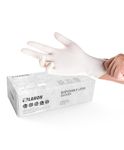 LANON 5-mil Natural Disposable Latex Gloves, Food-Contact Grade, Powder-Free, Fully Textured, for Cooking,Cleaning, Industries, White,Medium