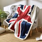 USTIDE Union Jack Flag Blanket Soft Comfortable Bedding Fleece Blanket Sofa Throw Blanket Super Comfy and Warm Sherpa Blanket for Adult Children 51"x63",White and Blue