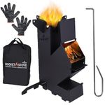 Hacer Portable Rocket Stove Wood Mini Burning Chulha with Large Fuel Chamber Carry Bag Fire Poker & Safety Hand Gloves for Outdoor Cooking Camping Picnic - Set of 1