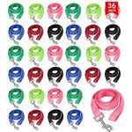 36 Pcs Dog Leash Bulk 5 ft Multicolored Dog Training Leash Slip Puppy Leash Pet Traction Nylon Rope for Small Medium Dogs Agility, Yard, Camping, Backyard Play, 6 Colors
