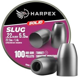 Harpex Slug Solid .22 Cal Airgun Slugs – 22.5 Grain Precision Design – Extreme Accuracy & High Impact Performance – Premium Lead Ammo for Target Shooting & Small Game (100 Count)
