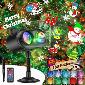 8-Pattern Halloween Projector Lights Outdoor, Anysun Brighter 160 HD Patterns Halloween Decor, 2-in-1 Ocean Wave Snowflake Christmas Projector Waterproof with Timer for Garden Party Landscape Show