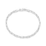 PAVOI 14K Gold Plated Paperclip/Curb/Figaro Chain Adjustable Bracelet for Women (Paperclip, White Gold Plated)