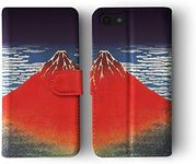 Tirita Phone Case Compatible with iPhone 6 & 6s Flip Book Wallet Cover PU Leather Japanese Art Hokusai The Red Fuji