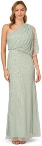 Adrianna Papell Women's Long Beaded Dresses, ICY Sage, 16