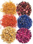 A D Food & Herbs Combo of Dried Safflower/Marigold/Rose/Hibiscus/Blue Corn/Chamomile Flower Petals Aromatic Edible for Homemade Lattes,Tea Blends,Bath Salts,each pack (50 Gms)