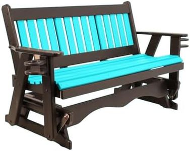 Ecommersify Inc 5FT Amish Glider Handmade in USA Poly Lumber Wood Mission Porch Glider with Cupholders HeavyDuty Everlasting PolyTuf HDPE No Wood fibers and 1000 lbs Limit,Stainless Steel Hardware