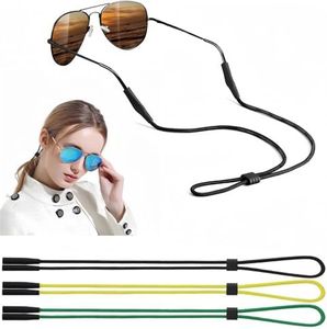 BANSTLE Eyeglasses Holder Strap - 3 Pcs Adjustable Eyewear String Lanyard Retainer - Sunglasses Strap for Men, Women and Kids - Eyeglass Holders Around Neck - Black, Yellow, Green