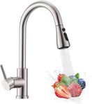 VIGIME Kitchen Sink Taps Mixer with Pull Out Sprayer, Stainless Steel Kitchen Faucets, 360° Swivel 3 Modes Single Handle Arc Pull Down Modern Kitchen Faucet for RV Bar Farmhouse Sink (Brushed Nickel)