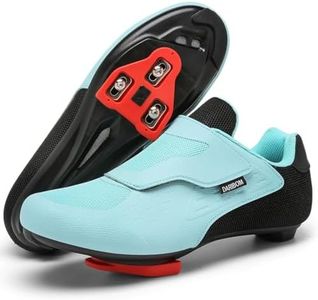 Unisex Cycling Shoes Compatible with Peloton Shoes Indoor Road Bike Riding Shoes for Men and Women Pre-Installed with Delta Cleats Clip Outdoor Pedal Light Blue