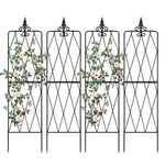 Garden Trellis for Climbing Plants Outdoor, Metal Garden Trellises, Decorative Garden Fencing Flower Trellis with Durable Powder Coating for Vines Plant Rose, Vegetable Support, Black (4, Pattern-A)