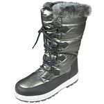 LoudLook Ladies Snow Boots Womens Ankle Mid Calf Warm Thick Sole Fur Light Rain Shoes Size PEWTER 5